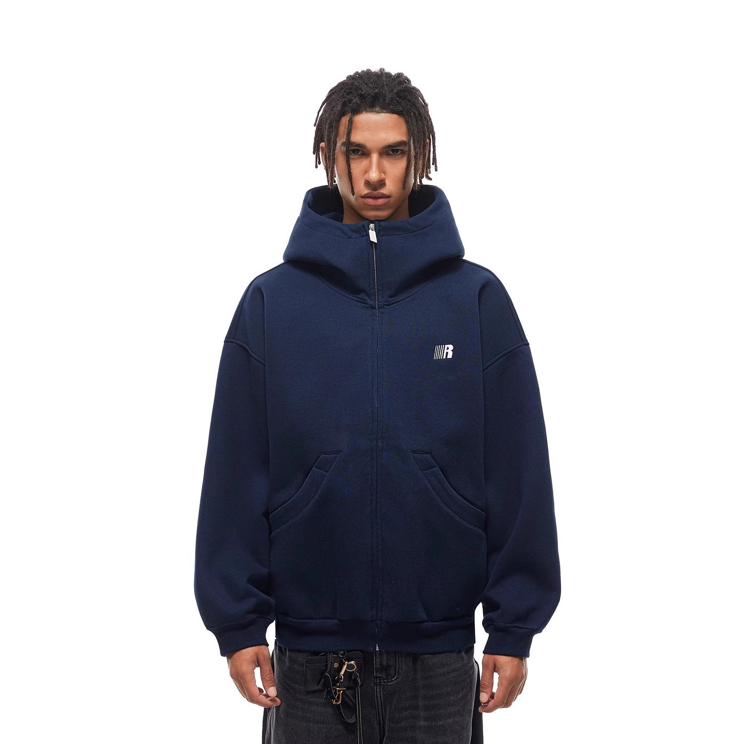 Heavyweight High-neck Air-layer Hooded Sweatshirt