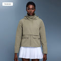 Womens Outdoor Water-Resistant Wear-Resistant Stowable Hooded Loose Casual Jacket
