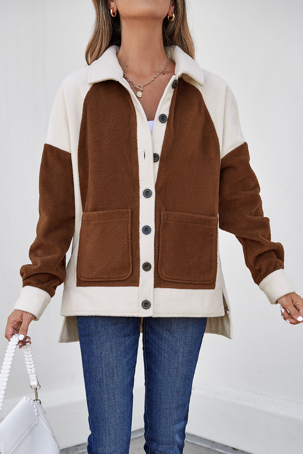 Alia Patchwork Down Fleece Shacket