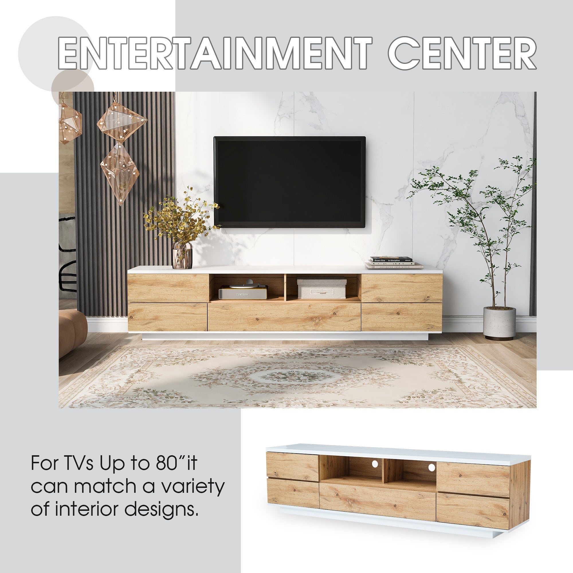 Modern TV stand with Multi-Functional Storage