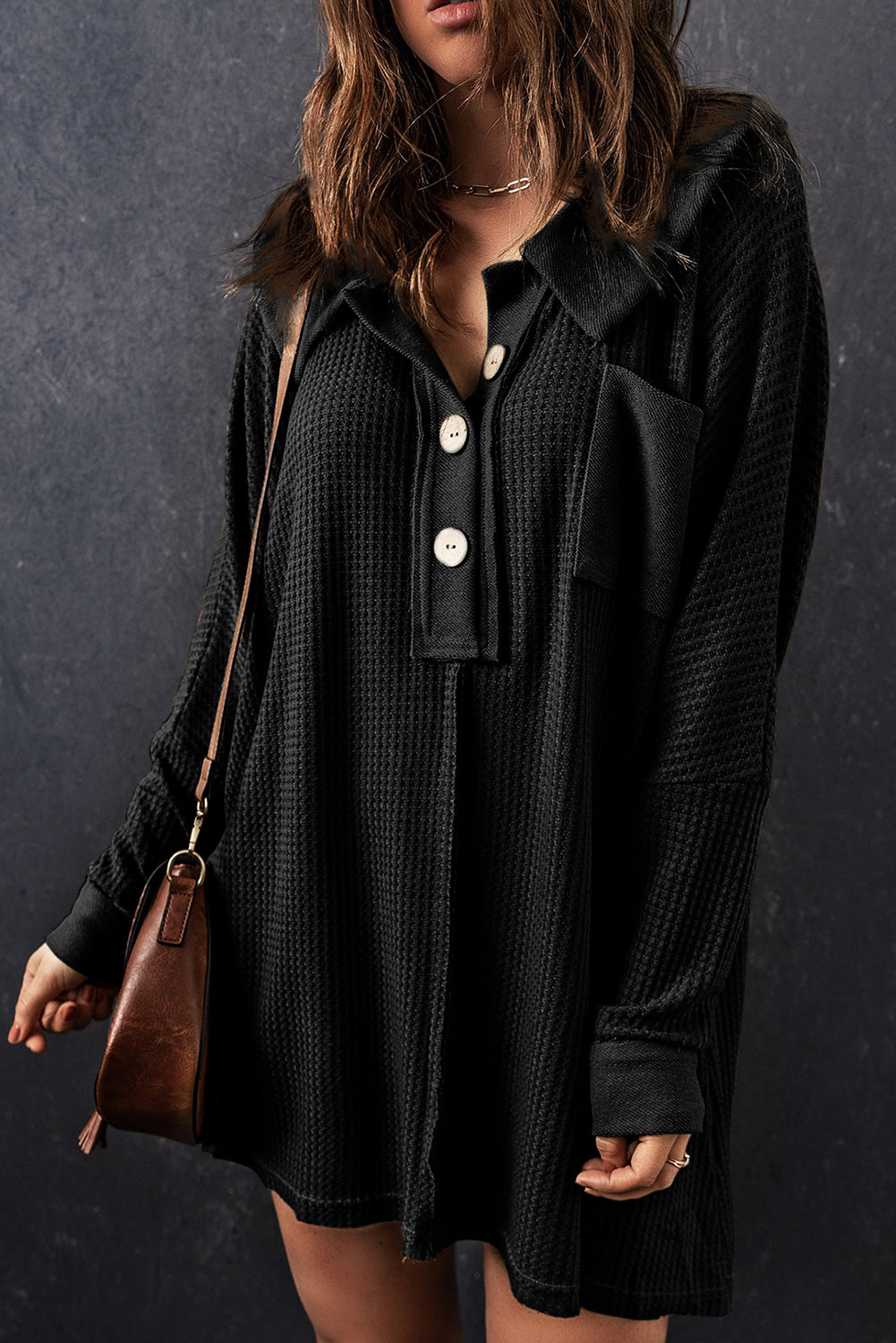 Nina Waffle Knit Long Sleeve Top