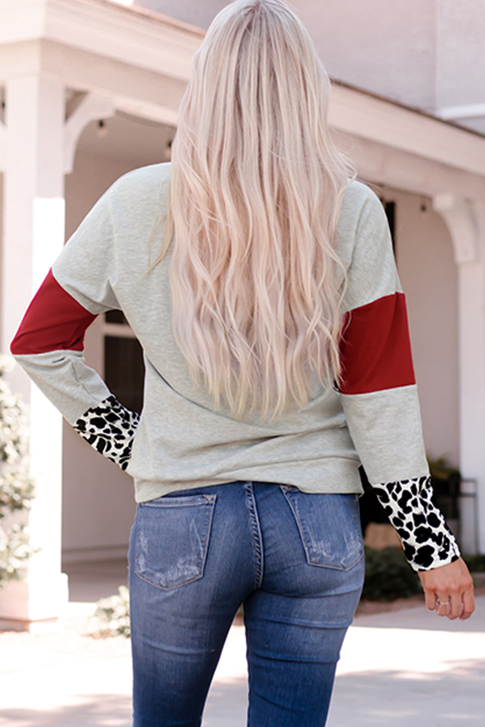 Junotia Shoulder Splicing Sleeves Sweatshirt