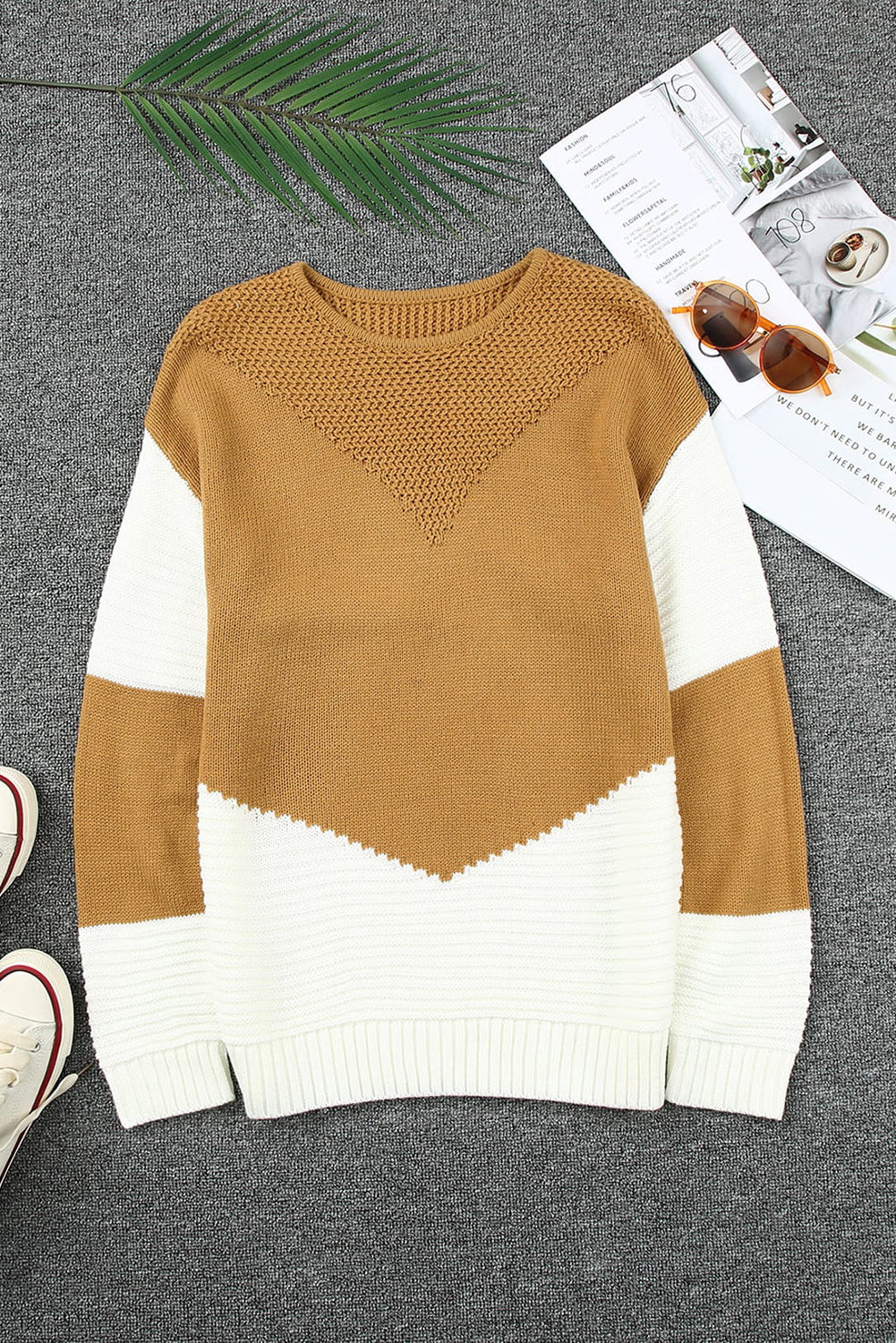 Avery tone Chevron Pullover Sweater