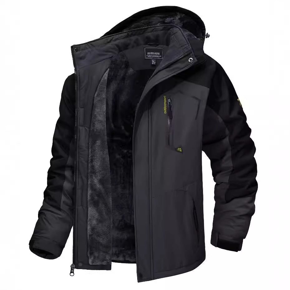 New Autumn And Winter Thickening Thermal And Windproof Waterproof Hooded Men's Jacket
