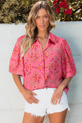 Josephine Floral Wide Short Sleeve Loose Top