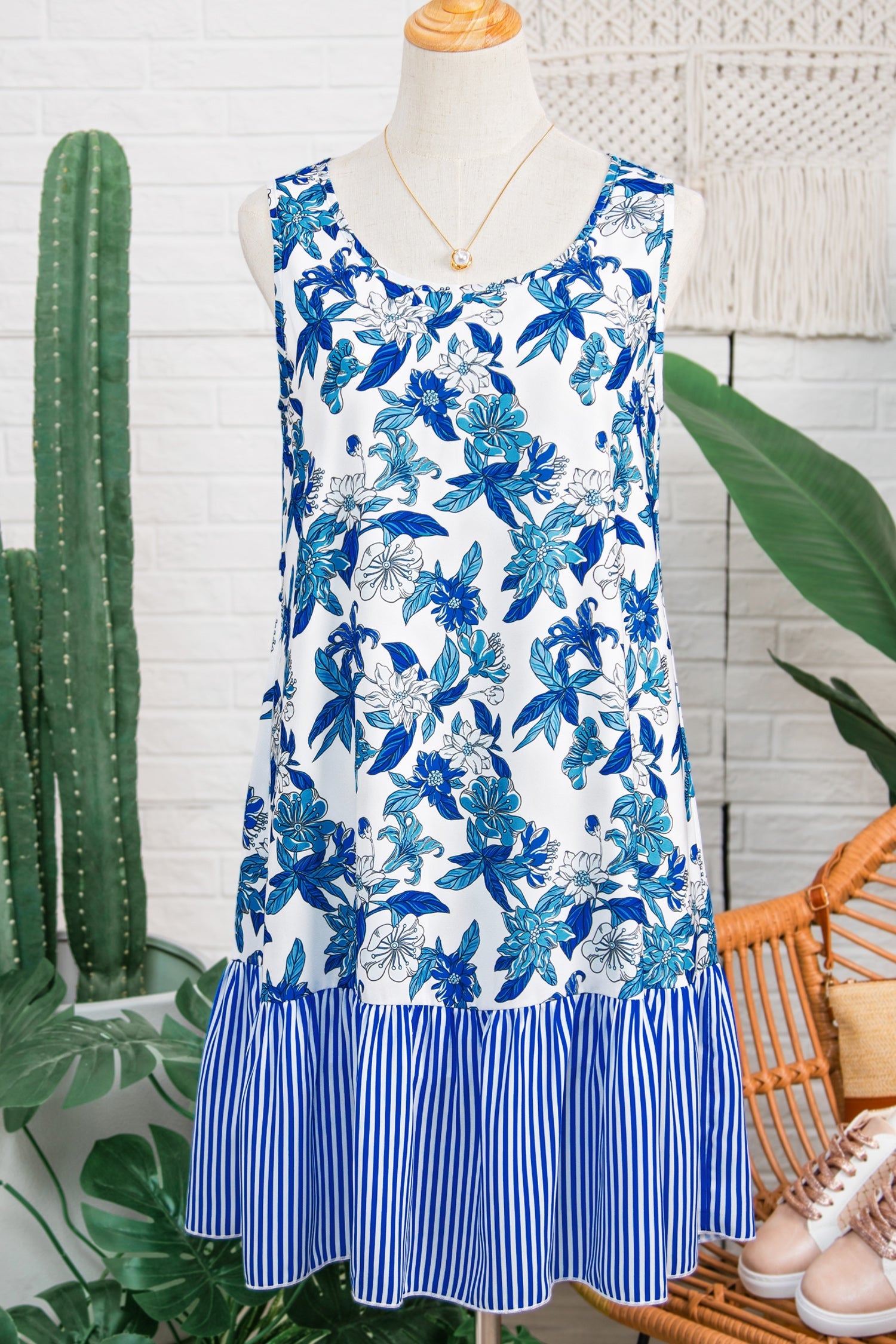 Dior Ruffle Hem Patchwork Dress