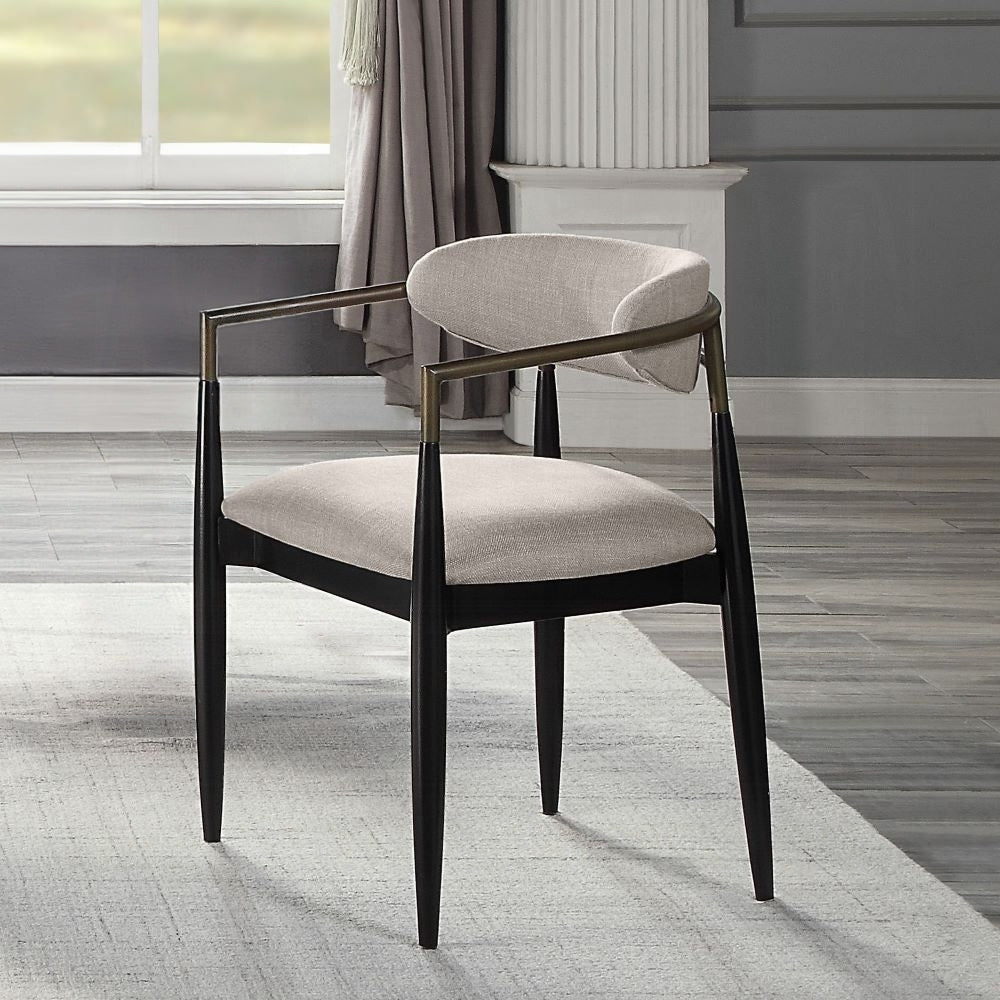 Set of 2 Beige and Black Armchair with Open Back