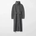Retro Solid Stand Collar Long Tweed Coat Women