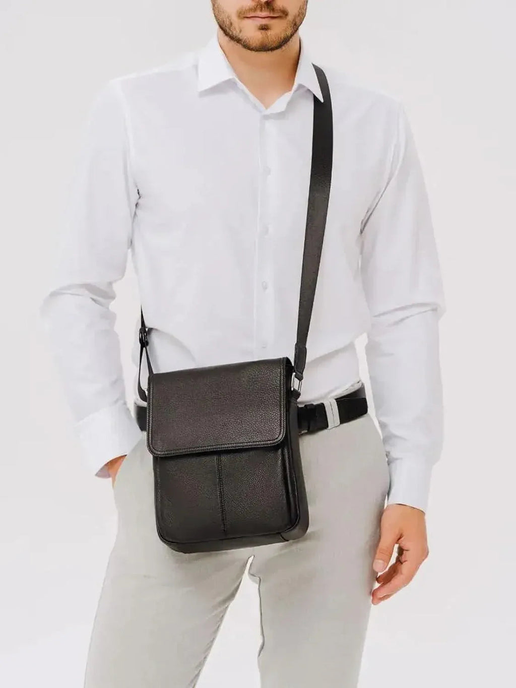 Men's Full-Grain Leather Sling Bag – Refined Business Carry