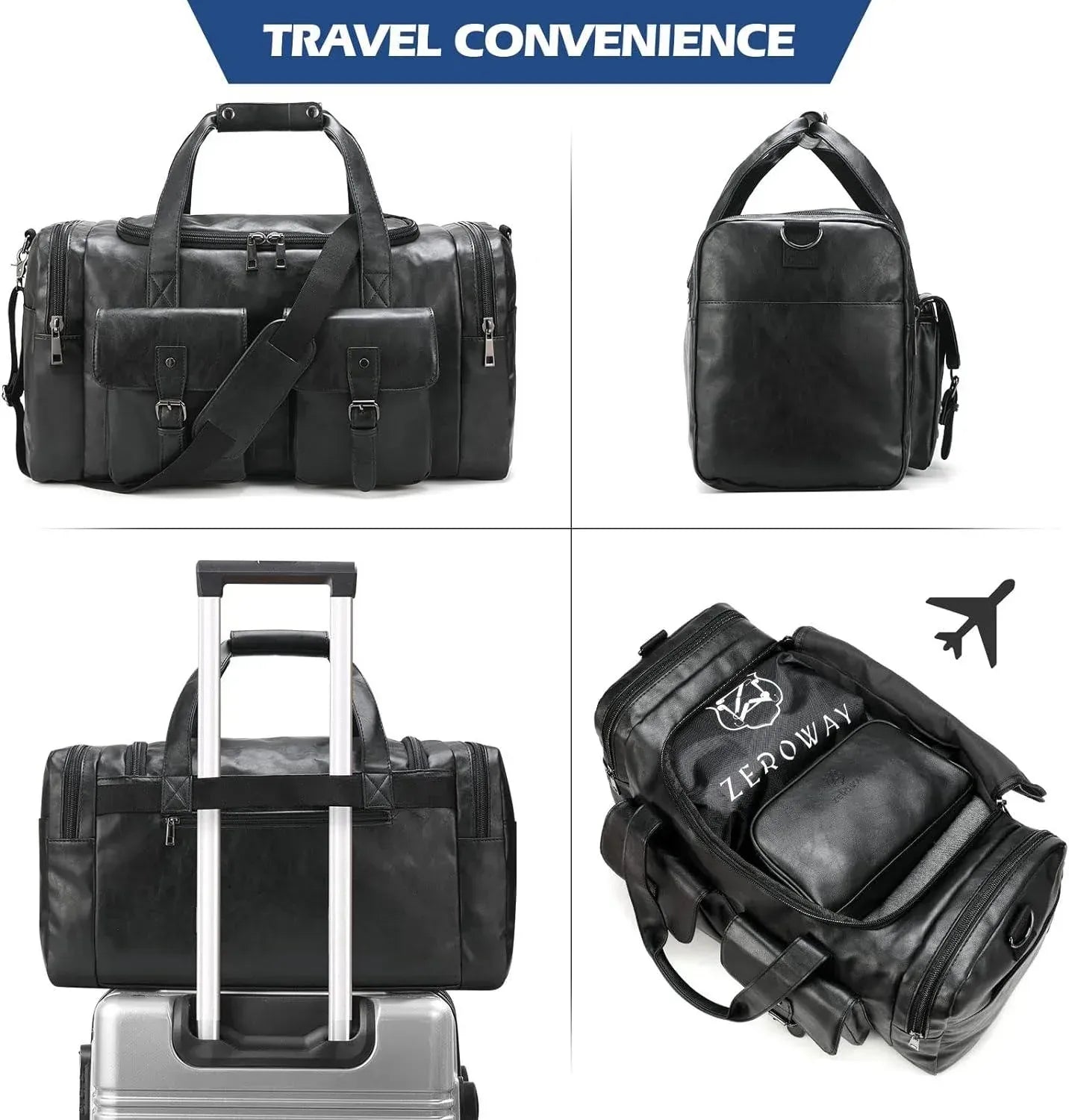 Men’s Leather Duffel Bag – With Toiletry Set