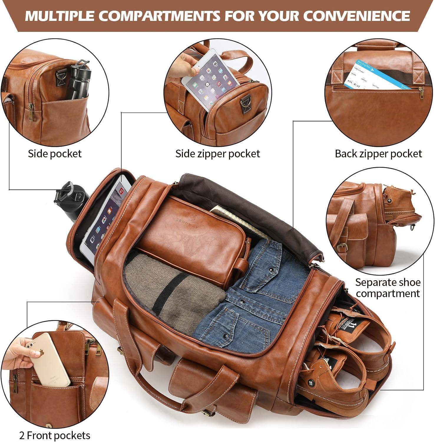 Men’s Leather Duffel Bag – With Toiletry Set