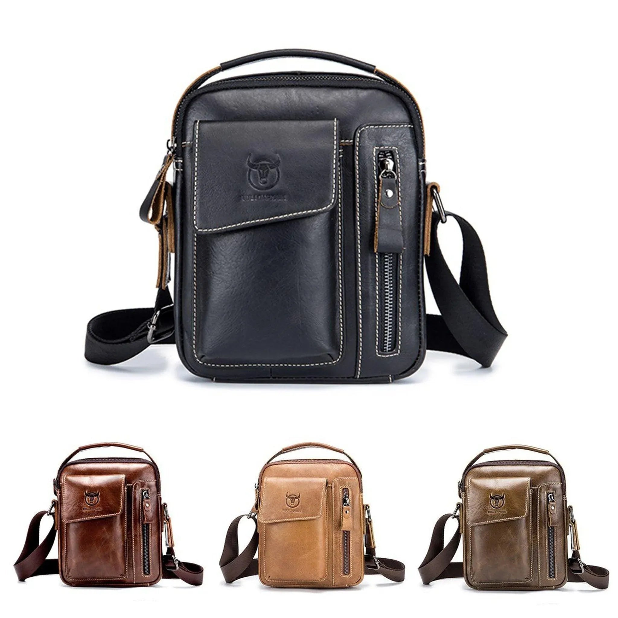 Men's Genuine Leather Sling Bag – Compact Travel Carry