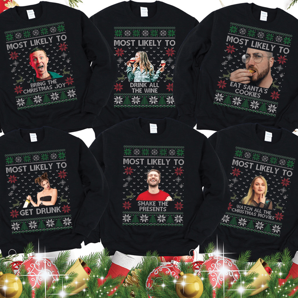 Most Likely Family Custom Photo Christmas Sweater