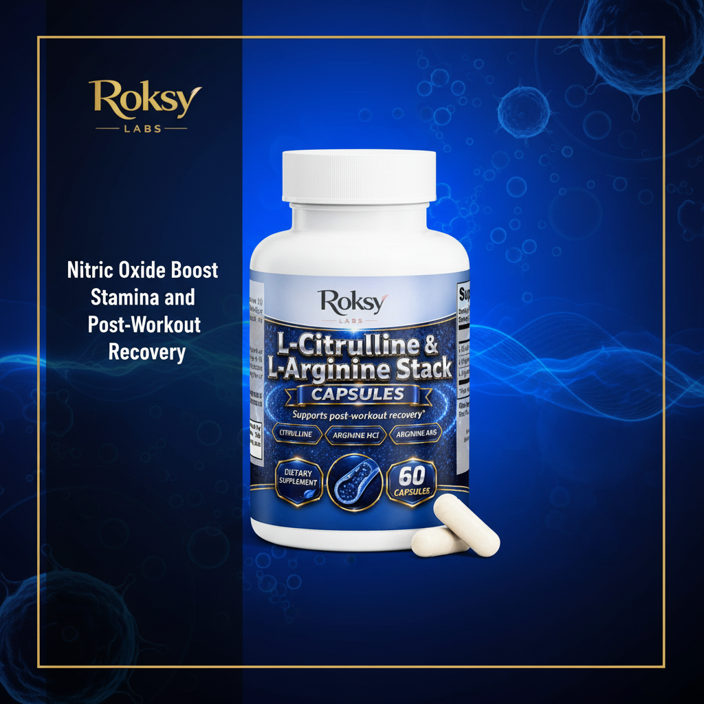 L-Citrulline and L-Arginine Stack | Nitric Oxide Booster for Stamina and Recovery | 60 Capsules