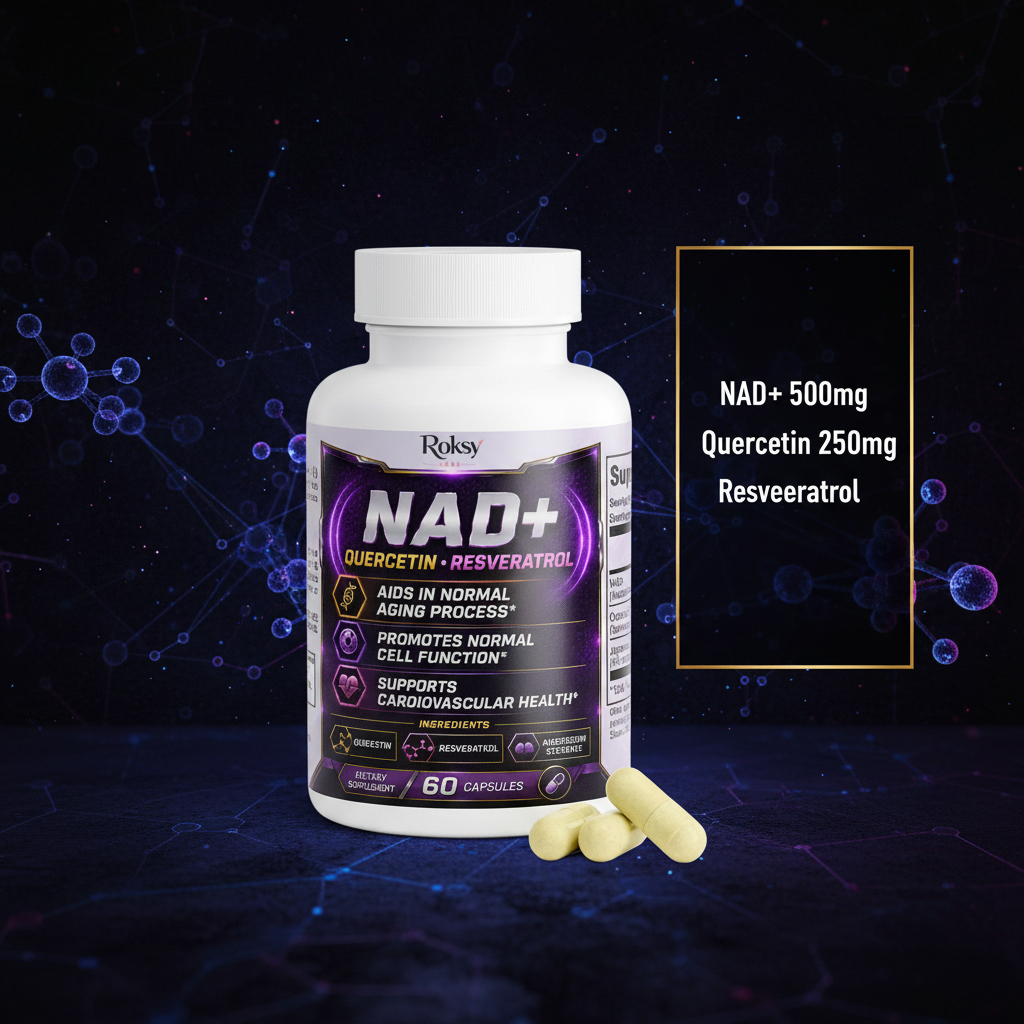 NAD+ Supplement with Quercetin and Resveratrol | Cellular Repair and Anti-Aging | 60 Capsules