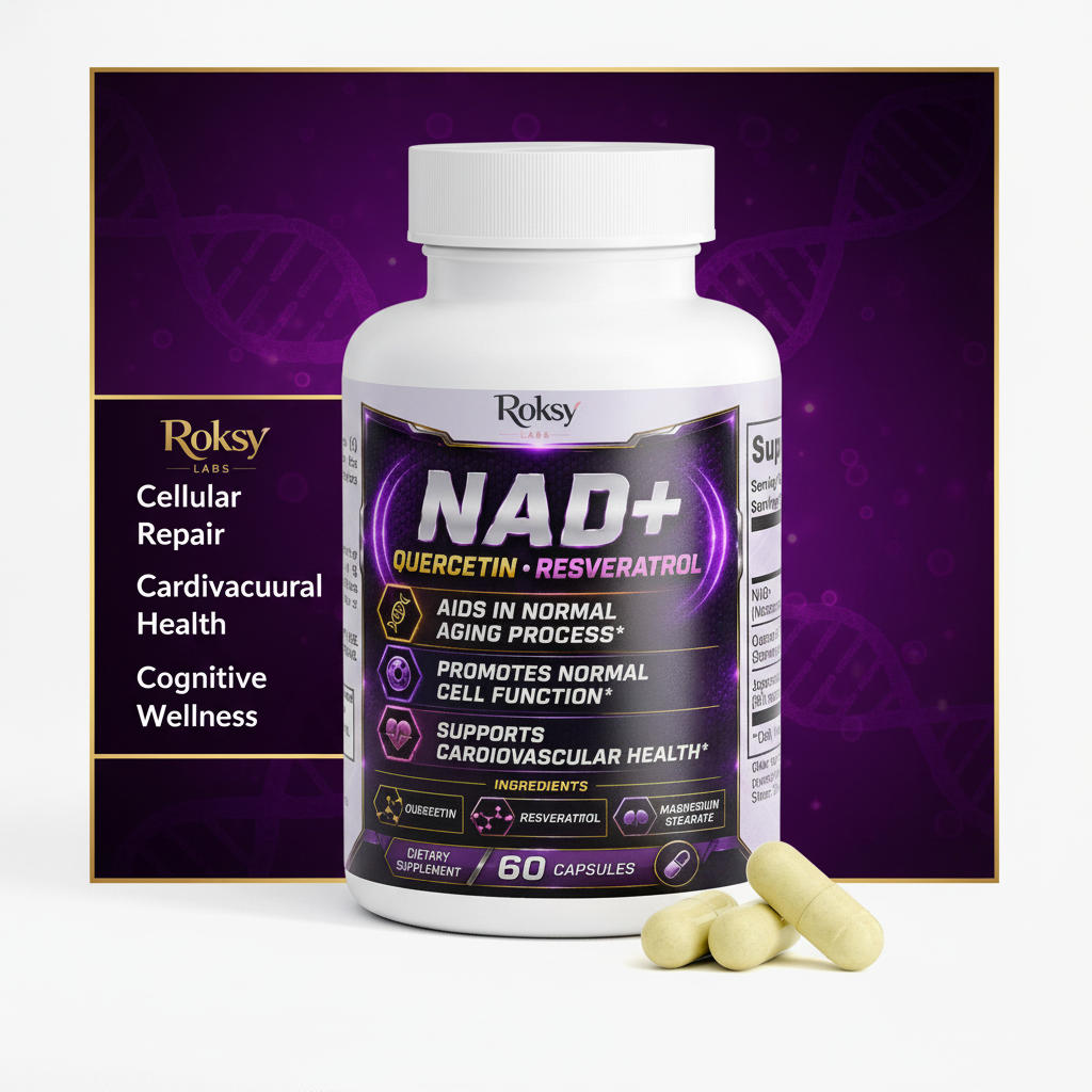 NAD+ Supplement with Quercetin and Resveratrol | Cellular Repair and Anti-Aging | 60 Capsules
