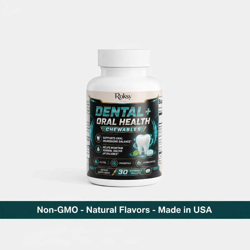 Dental+ Oral Health Chewables | Xylitol Probiotics Hydroxyapatite | 30 Chewable Tablets
