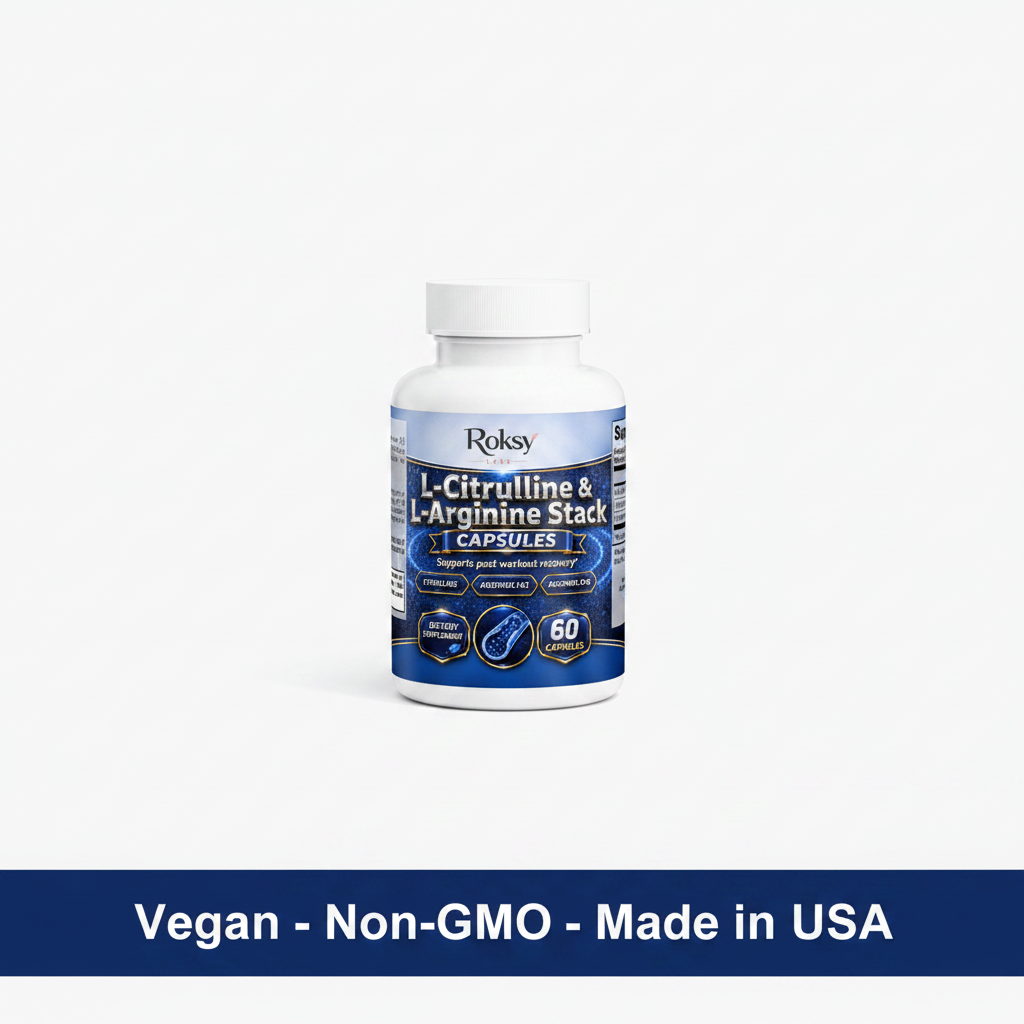 L-Citrulline and L-Arginine Stack | Nitric Oxide Booster for Stamina and Recovery | 60 Capsules