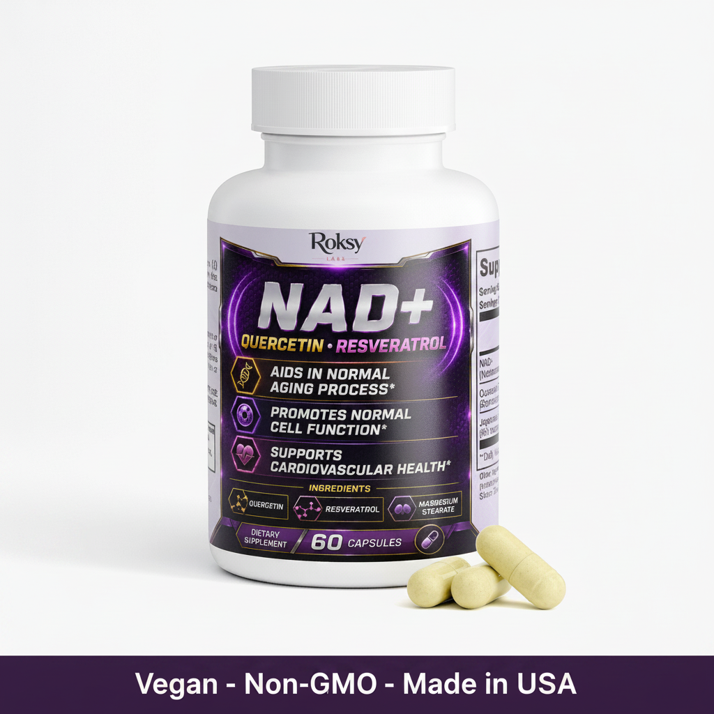 NAD+ Supplement with Quercetin and Resveratrol | Cellular Repair and Anti-Aging | 60 Capsules