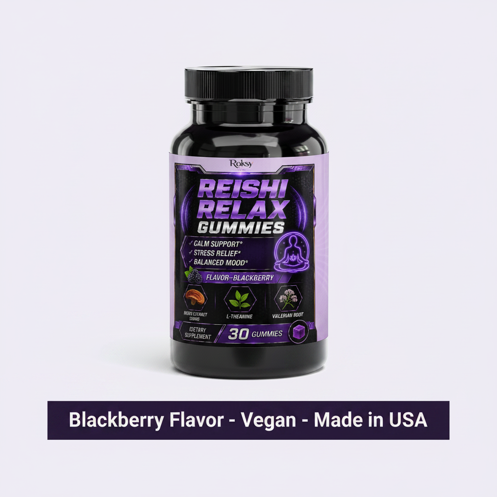 Reishi Mushroom Gummies | Calm Support Stress Relief & Balanced Mood | Blackberry | 30ct