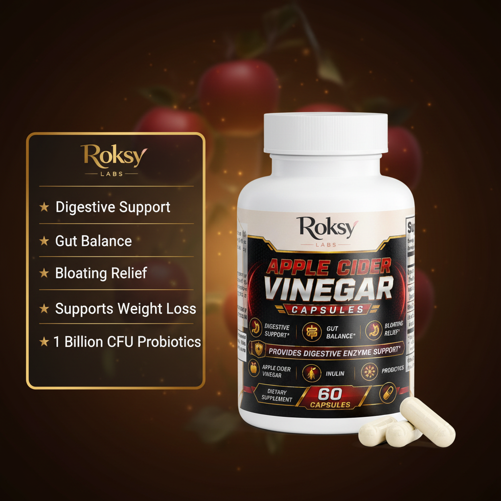Apple Cider Vinegar Capsules for Weight Loss | ACV Pills with Probiotics & Enzymes | 60ct