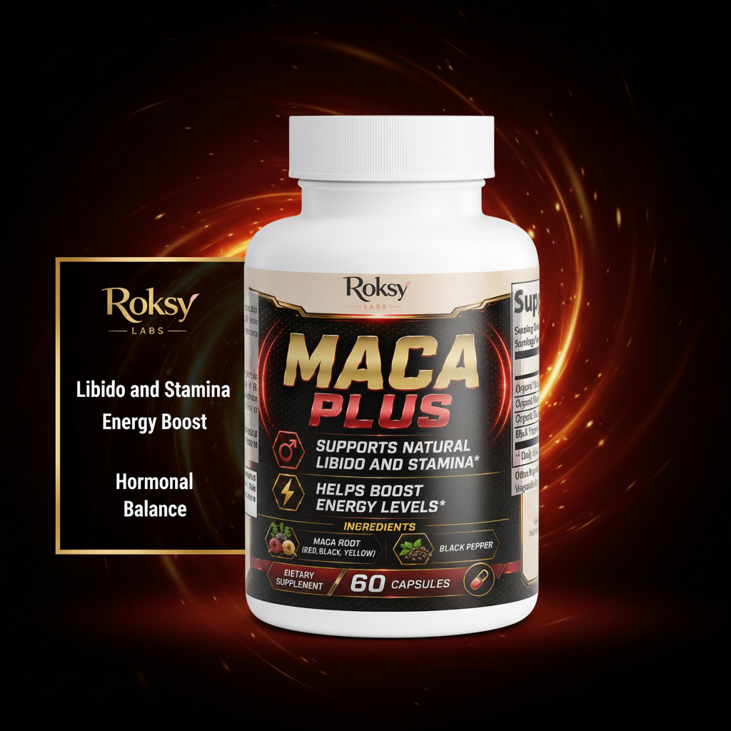 Maca Root Supplement | Maca Plus Libido Stamina and Energy | Organic Red Black Yellow | 60 Capsules