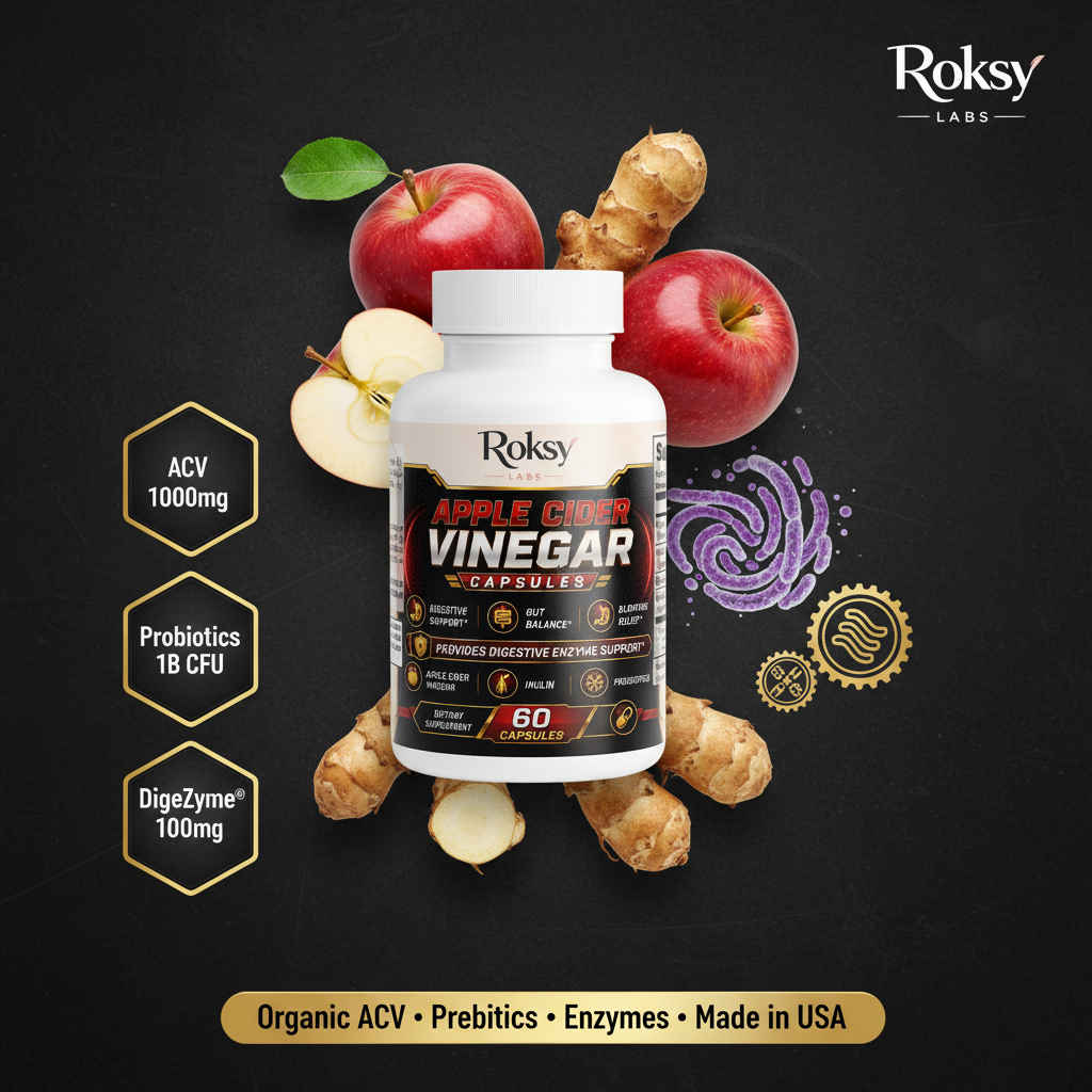 Apple Cider Vinegar Capsules for Weight Loss | ACV Pills with Probiotics & Enzymes | 60ct