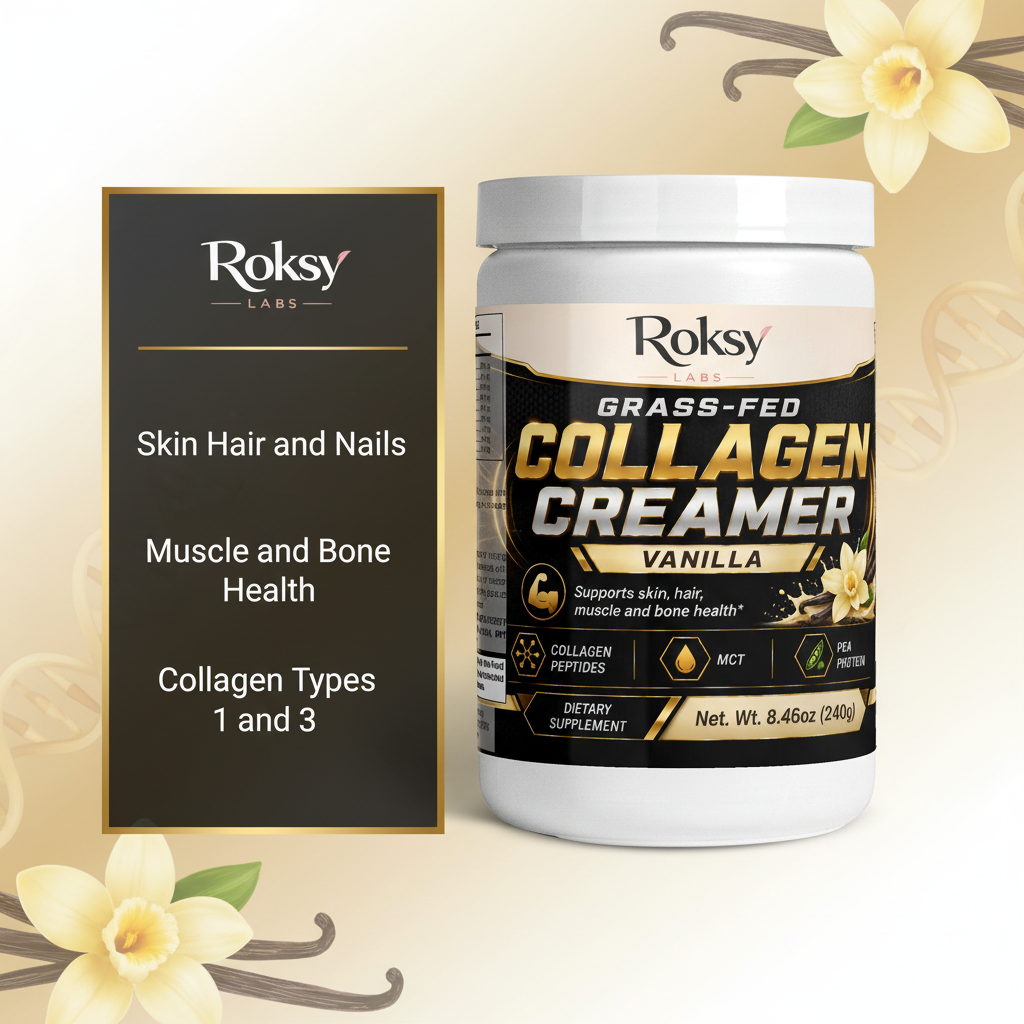 Grass-Fed Collagen Peptides Creamer Vanilla | Skin Hair Muscle and Bone Health | Collagen Types 1 and 3 | 240g