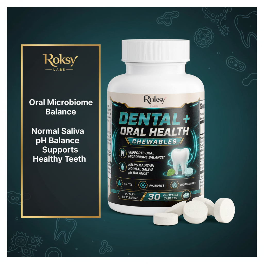 Dental+ Oral Health Chewables | Xylitol Probiotics Hydroxyapatite | 30 Chewable Tablets