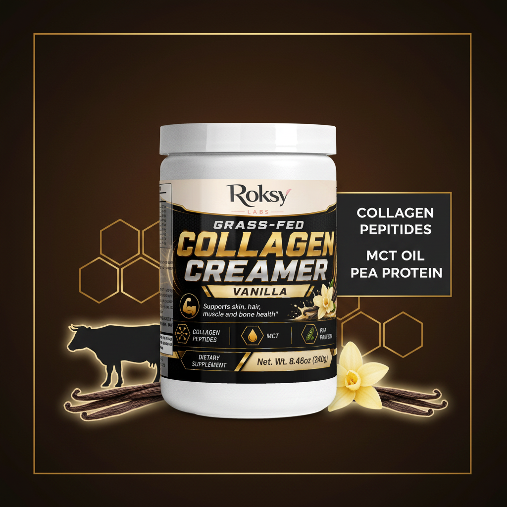 Grass-Fed Collagen Peptides Creamer Vanilla | Skin Hair Muscle and Bone Health | Collagen Types 1 and 3 | 240g