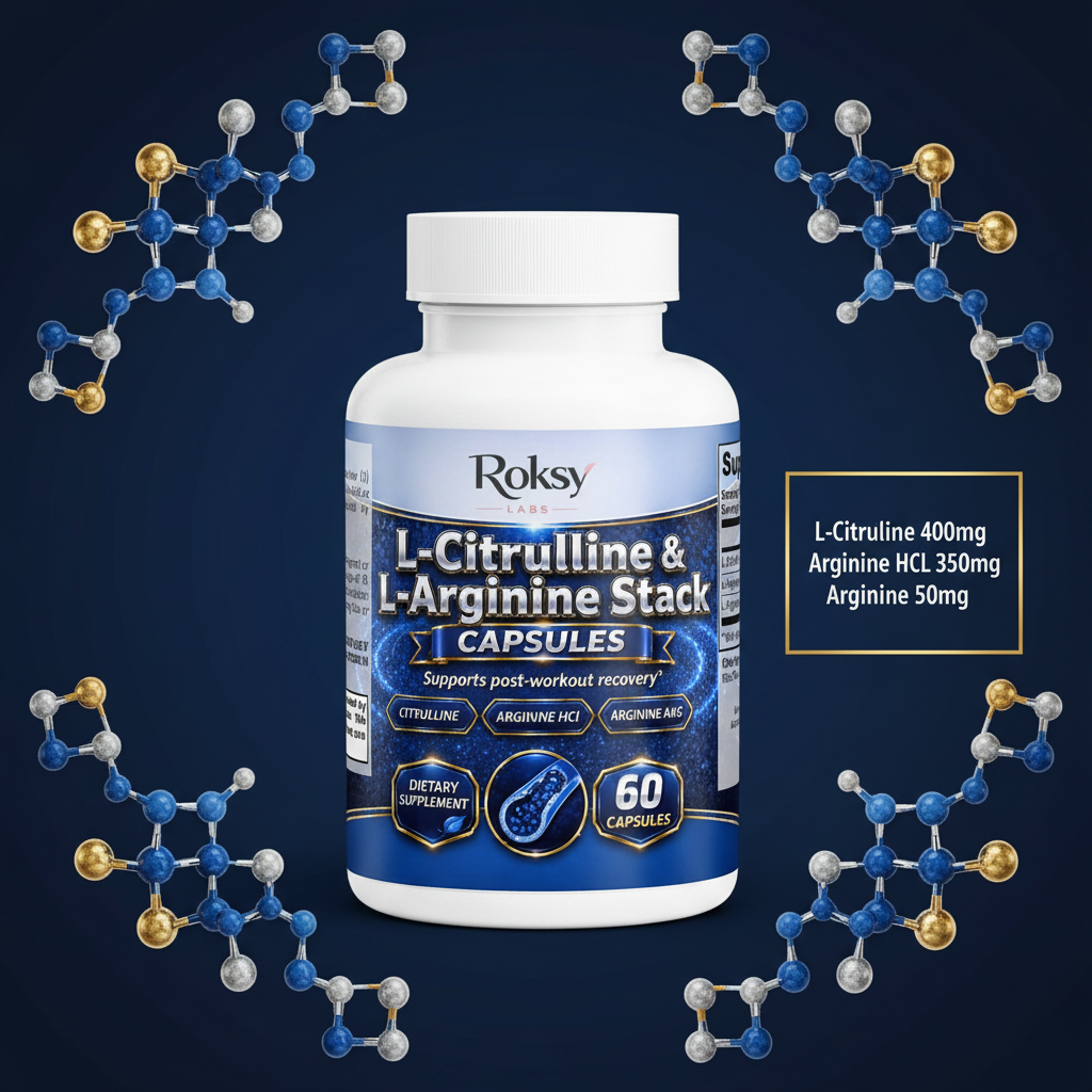 L-Citrulline and L-Arginine Stack | Nitric Oxide Booster for Stamina and Recovery | 60 Capsules