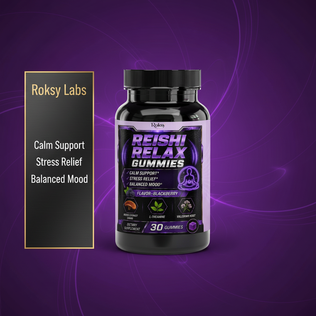 Reishi Mushroom Gummies | Calm Support Stress Relief & Balanced Mood | Blackberry | 30ct