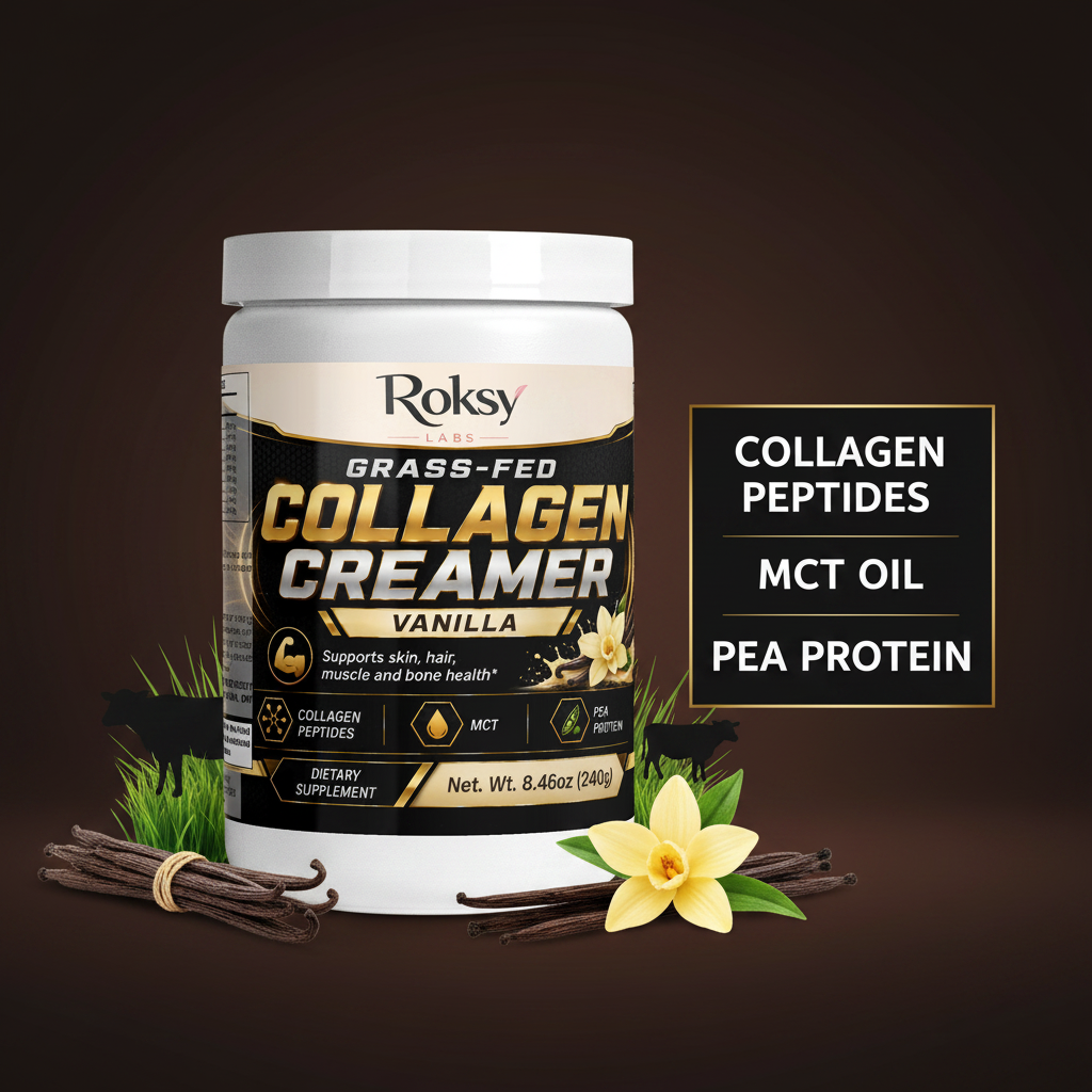 Grass-Fed Collagen Peptides Creamer Vanilla | Skin Hair Nails Joints and Bone | Collagen Types 1 and 3 | 240g
