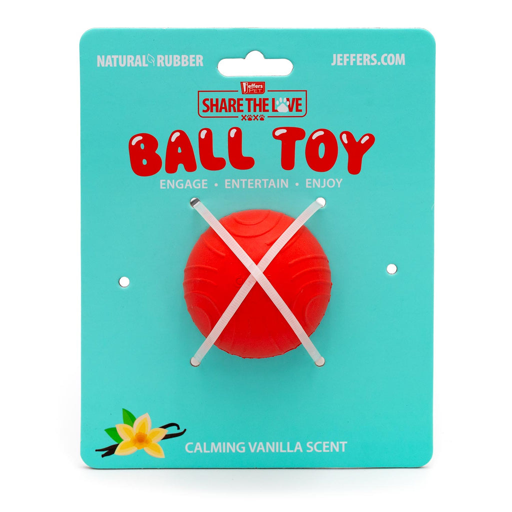 Jeffers Red Bouncing Ball with Waves Natural Rubber Dental Dog Chew Toy for Energetic Play