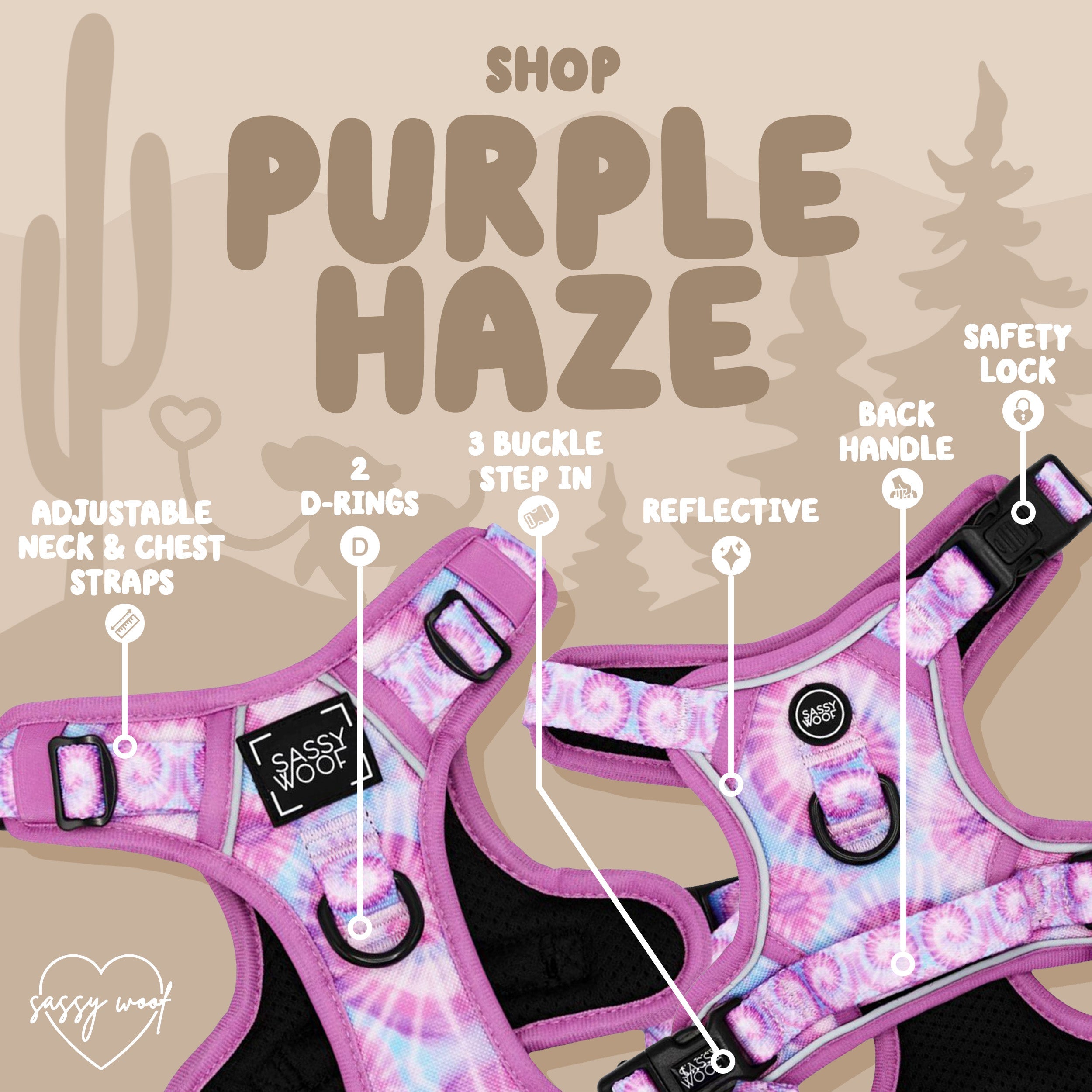 Dog Step-in Harness - Purple Haze