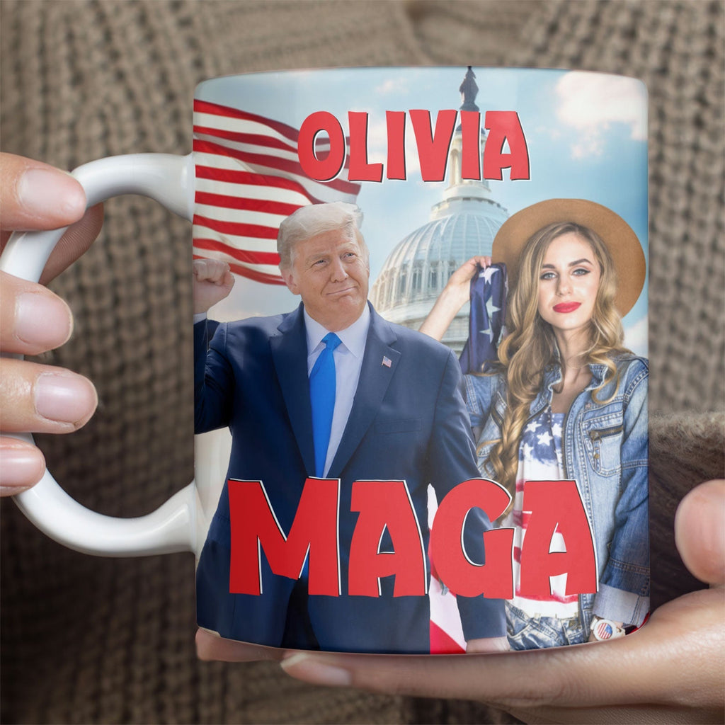 My Dad With Donald Trump Custom Photo Full Wrap Mug, Father's Day Mug, Father's Day Gift Ideas 682046 - GOP
