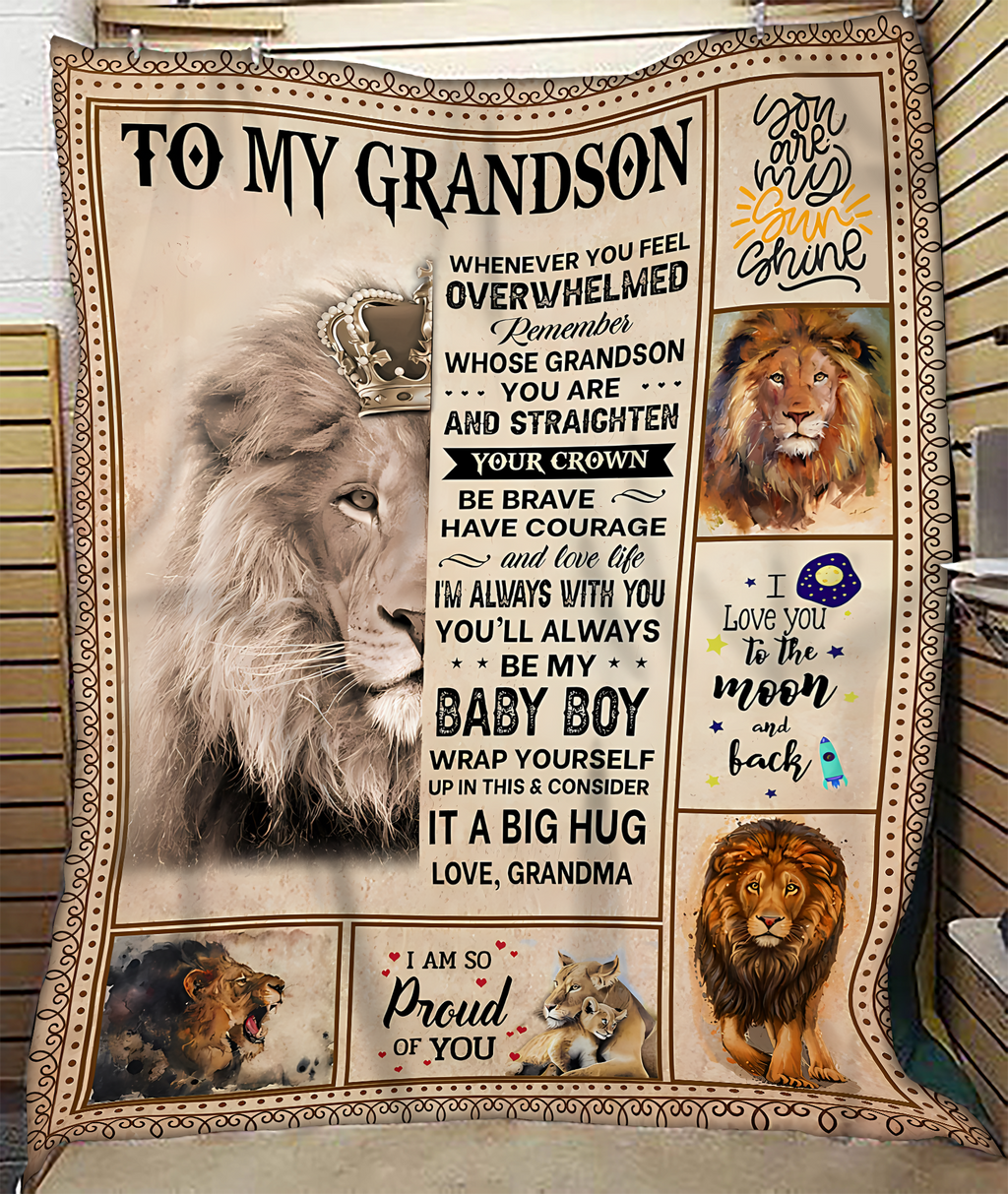 BLANKET FOR GRANDSON – COMFORT & WARMTH GIFT FROM GRANDMA  Sherpa Fleece Quilt Blanket NGHL00 (SKUB12-BLK-02)