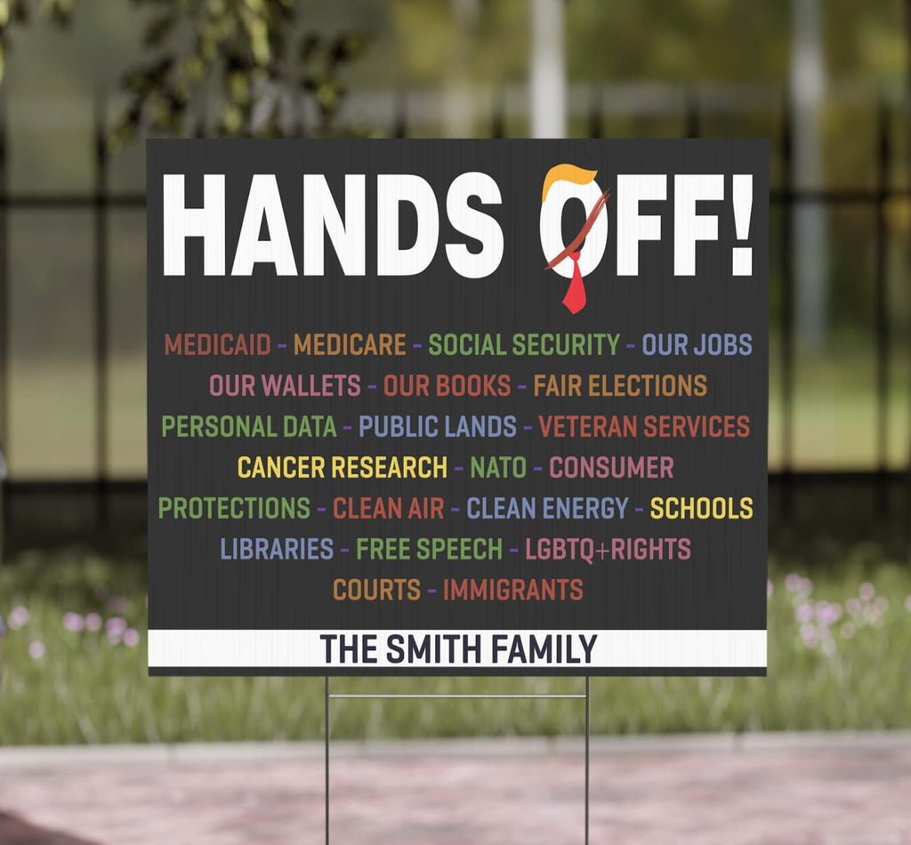 Personalized Hands Off Yard Sign – Progressive Political Yard Sign for Social Justice and Free Speech Advocacy, 8647 Anti Trump 682186