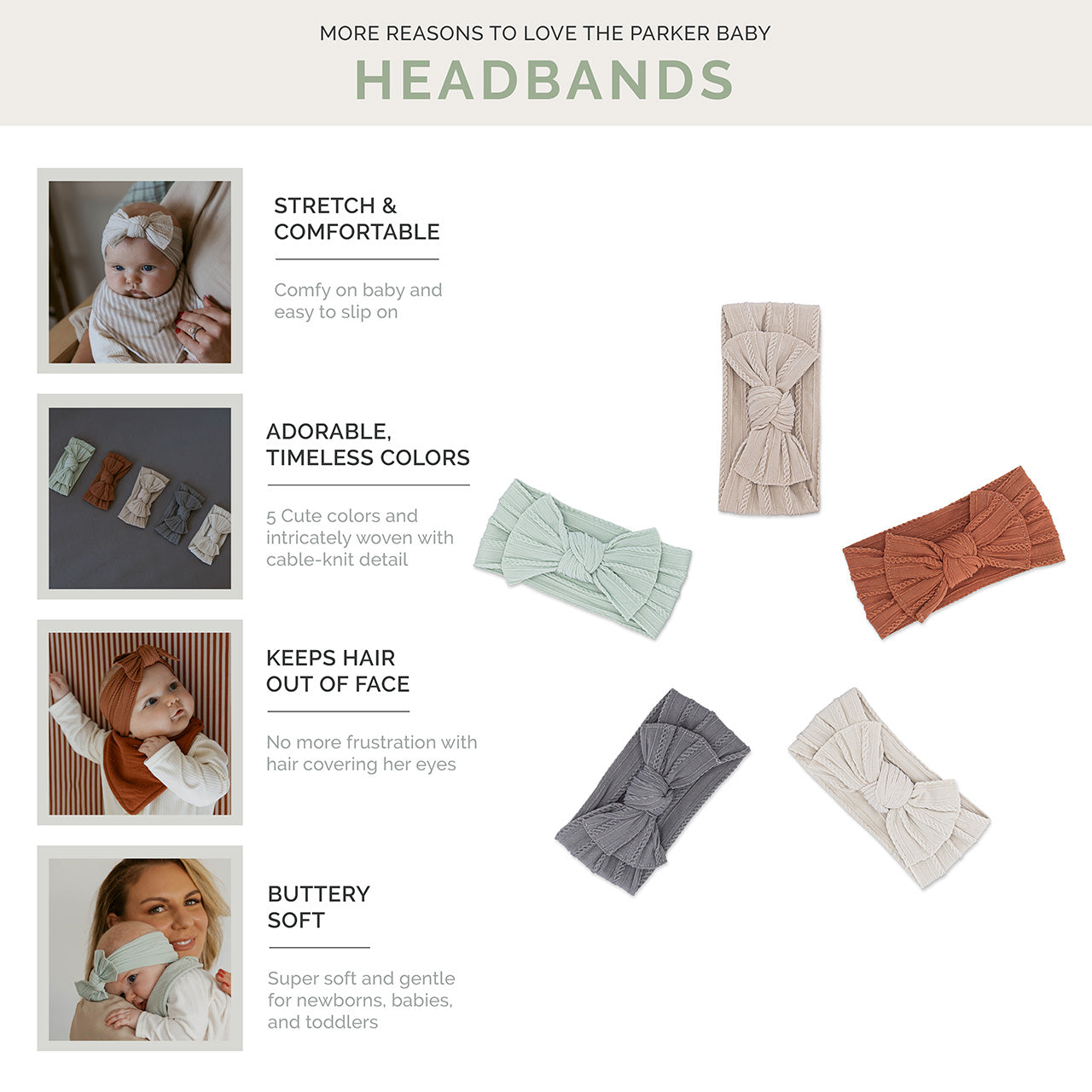 Pebble Set - Cable Knit Knotted Headbands - 5 Pack