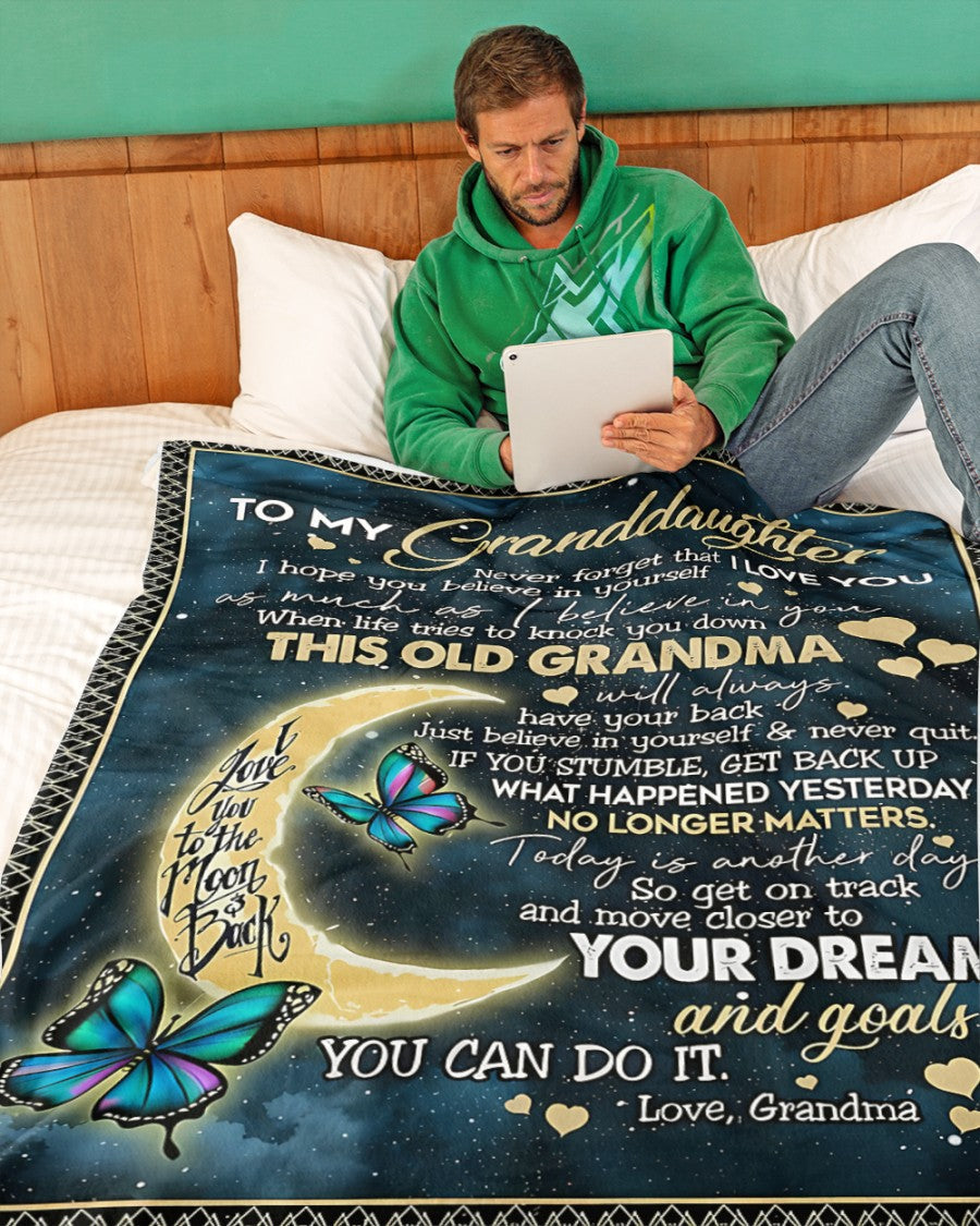 BLANKET FOR GRANDDAUGHTER – COMFORT & WARMTH GIFT FROM GRANDMA  Sherpa Fleece Quilt Blanket NGHL00 (SKUB-BLK-GMD2)