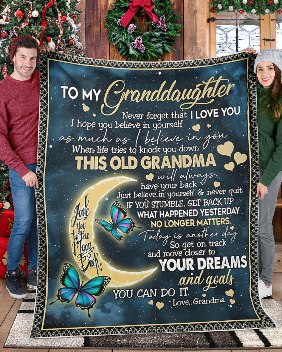 BLANKET FOR GRANDDAUGHTER – COMFORT & WARMTH GIFT FROM GRANDMA  Sherpa Fleece Quilt Blanket NGHL00 (SKUB-BLK-GMD2)