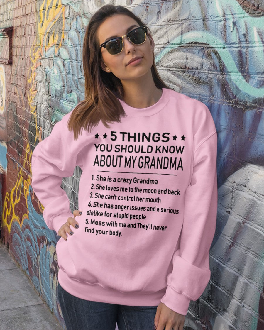 5 THINGS  YOU SHOULD KNOW ABOUT MY GRANDMA - Gift for granddaughter NGHL00 (SKU10-18)
