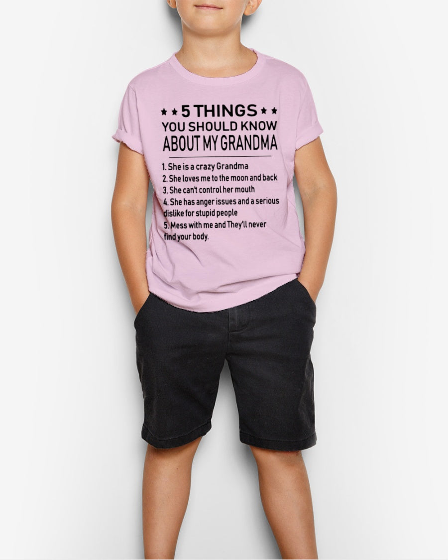 5 THINGS  YOU SHOULD KNOW ABOUT MY GRANDMA - Gift for granddaughter NGHL00 (SKU10-18)