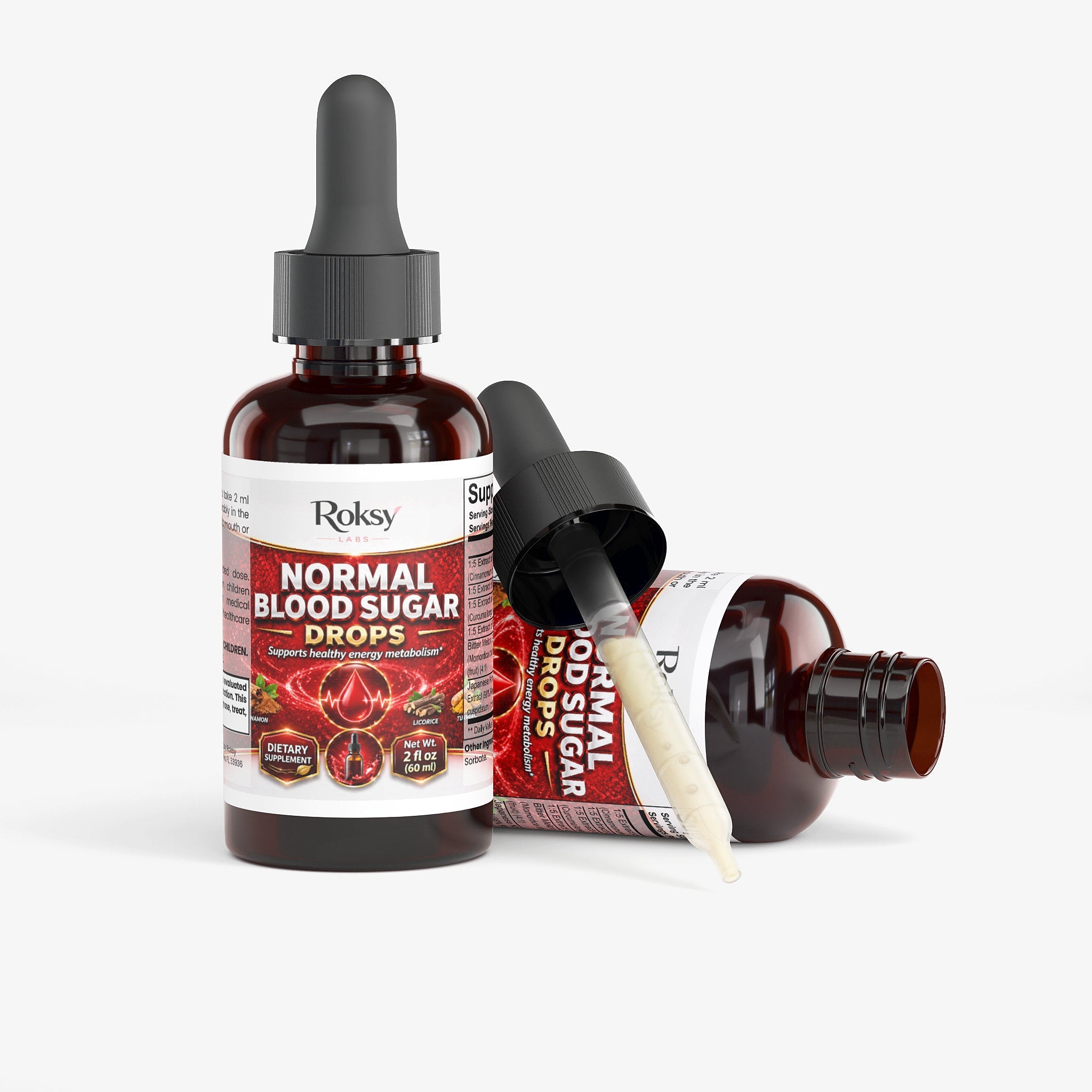 Normal Blood Sugar Drops | Glucose Control and Healthy Metabolism | Cinnamon Bitter Melon Turmeric | 2 fl oz