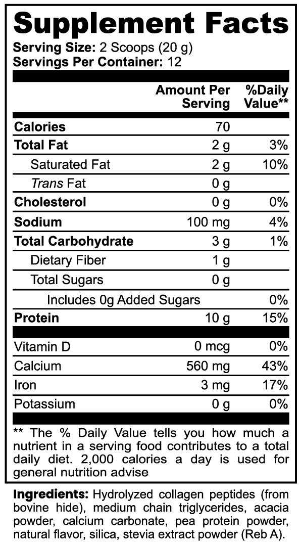 Grass-Fed Collagen Peptides Creamer Vanilla | Skin Hair Nails Joints and Bone | Collagen Types 1 and 3 | 240g