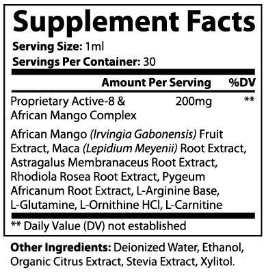 Diet Supplement - Ultra Diet Drops for Weight Management 1 oz (30ml) African Mango, Maca Root, and Rhodiola Rosea