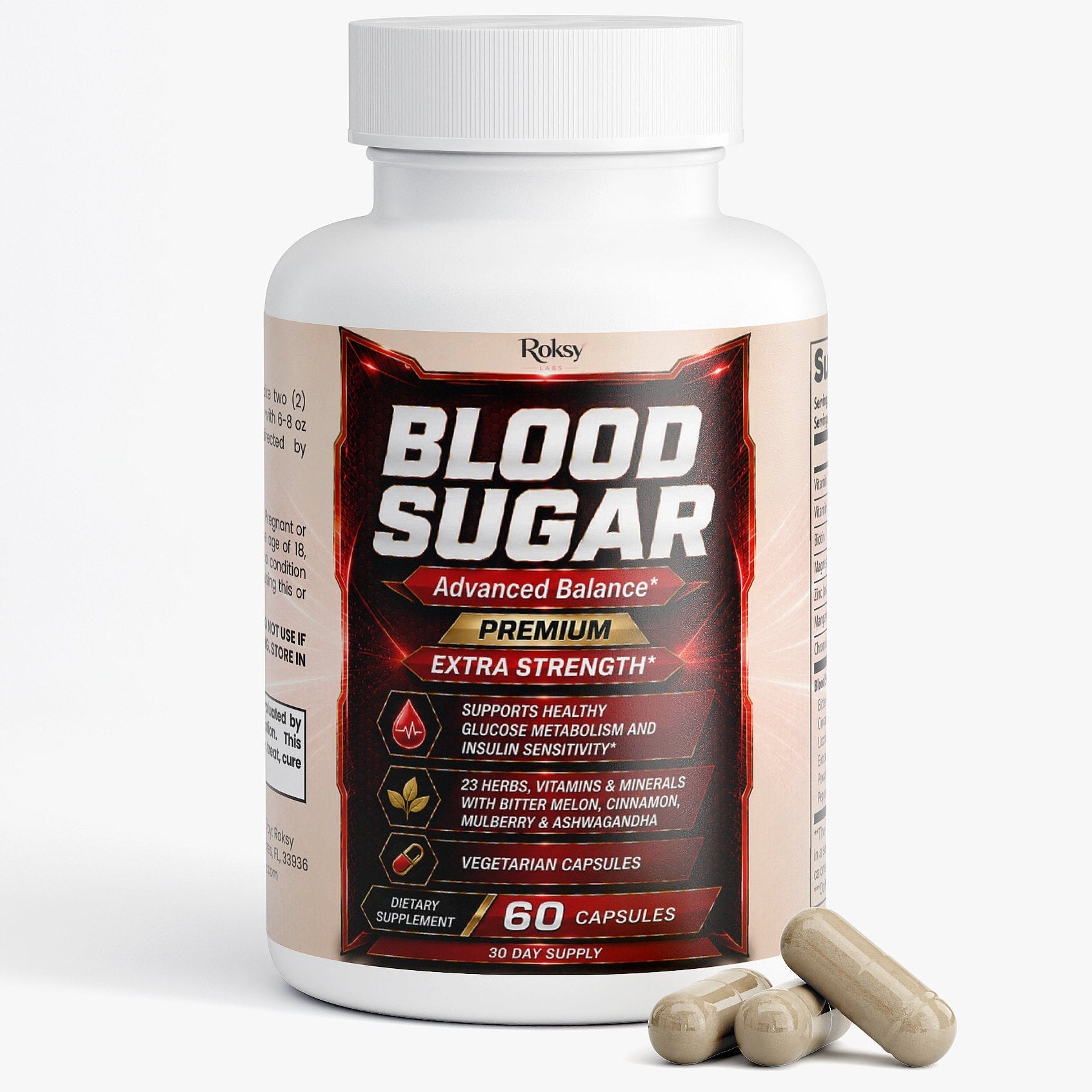 ROKSY Blood Sugar Capsules, 60 ct - Glucose Tablets for Low Blood Sugar