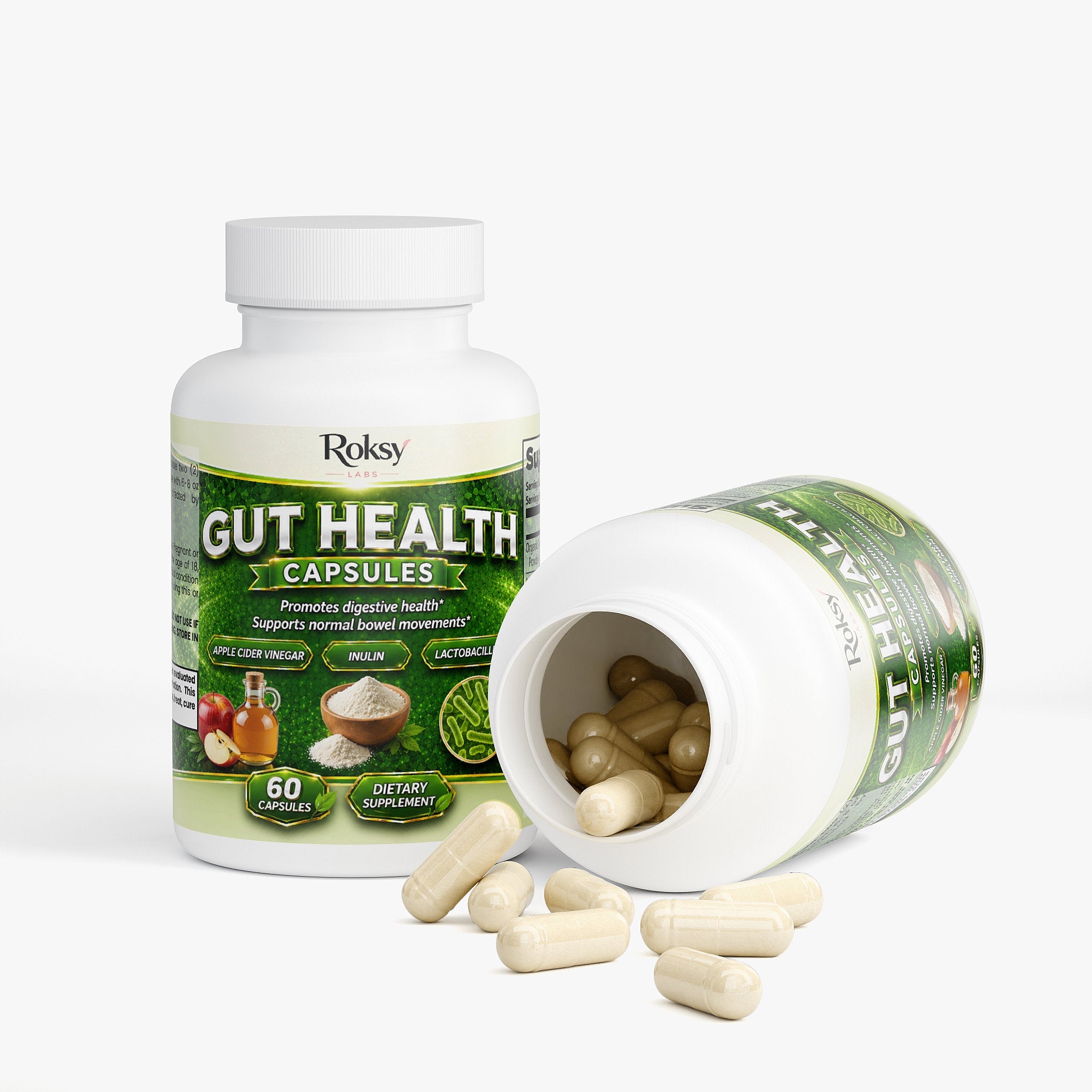 Gut Health and Probiotics Capsules for Digestion 120 ct total