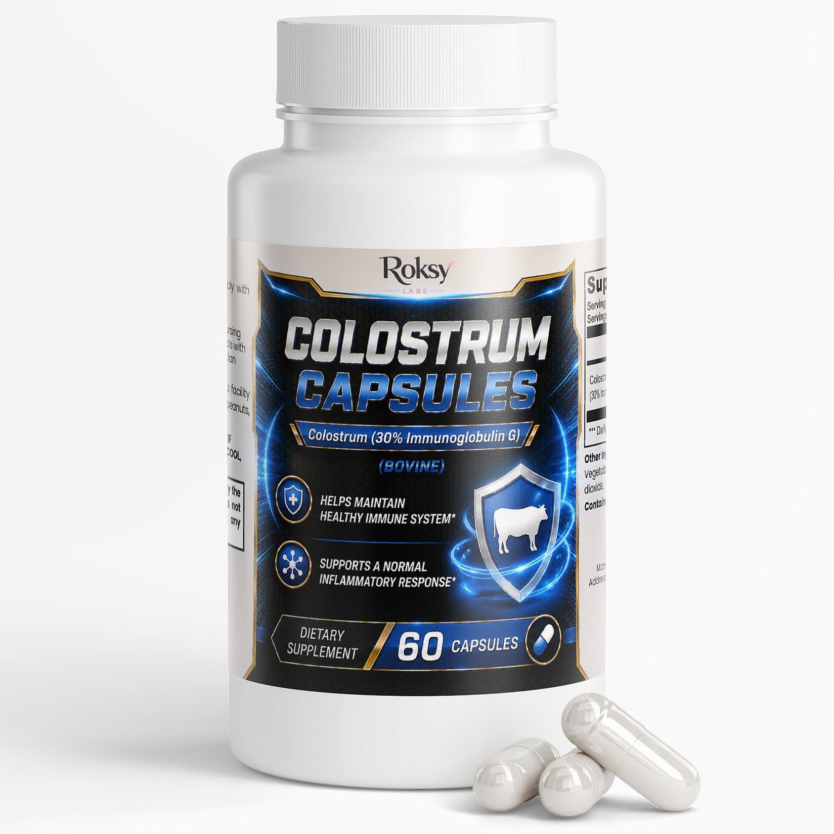 Bovine Colostrum Capsules | Immune Support & Gut Health | 30% IgG | 60ct