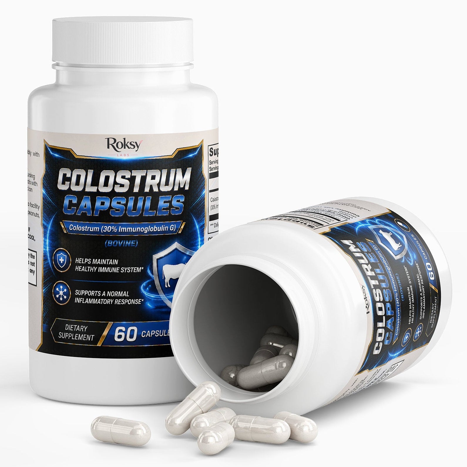 Bovine Colostrum Capsules | Immune Support & Gut Health | 30% IgG | 60ct